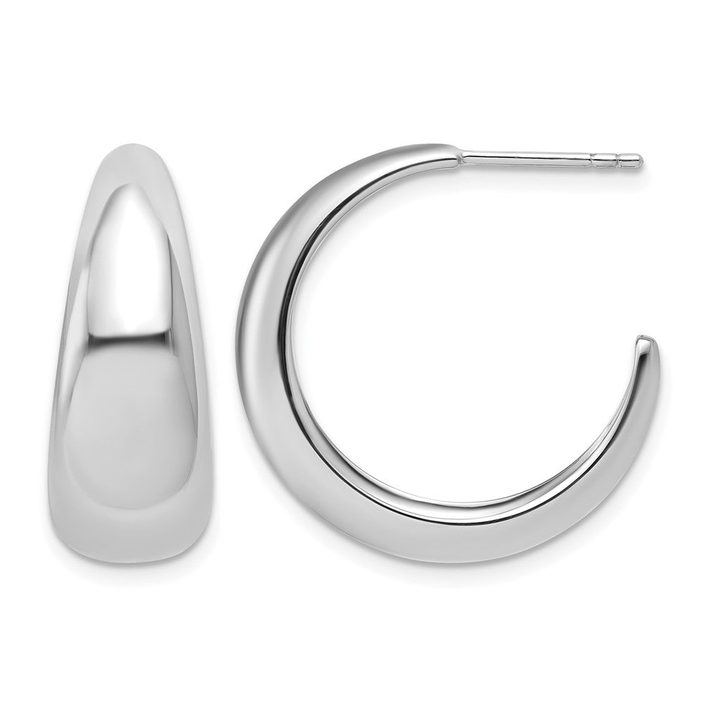 Sterling Silver RH-plated Polished Graduated J-hoop Post Earrings