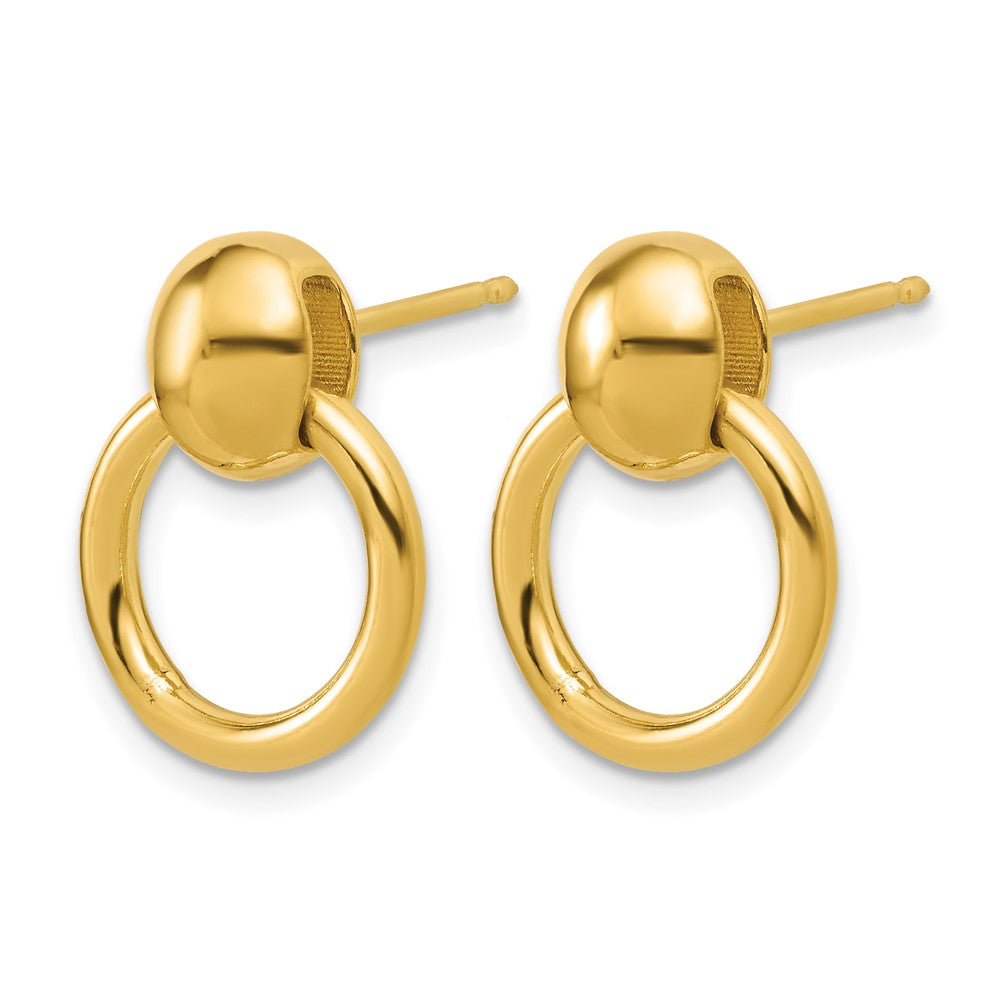 Sterling Silver Gold-plated Polished Circle Dangle Post Earrings