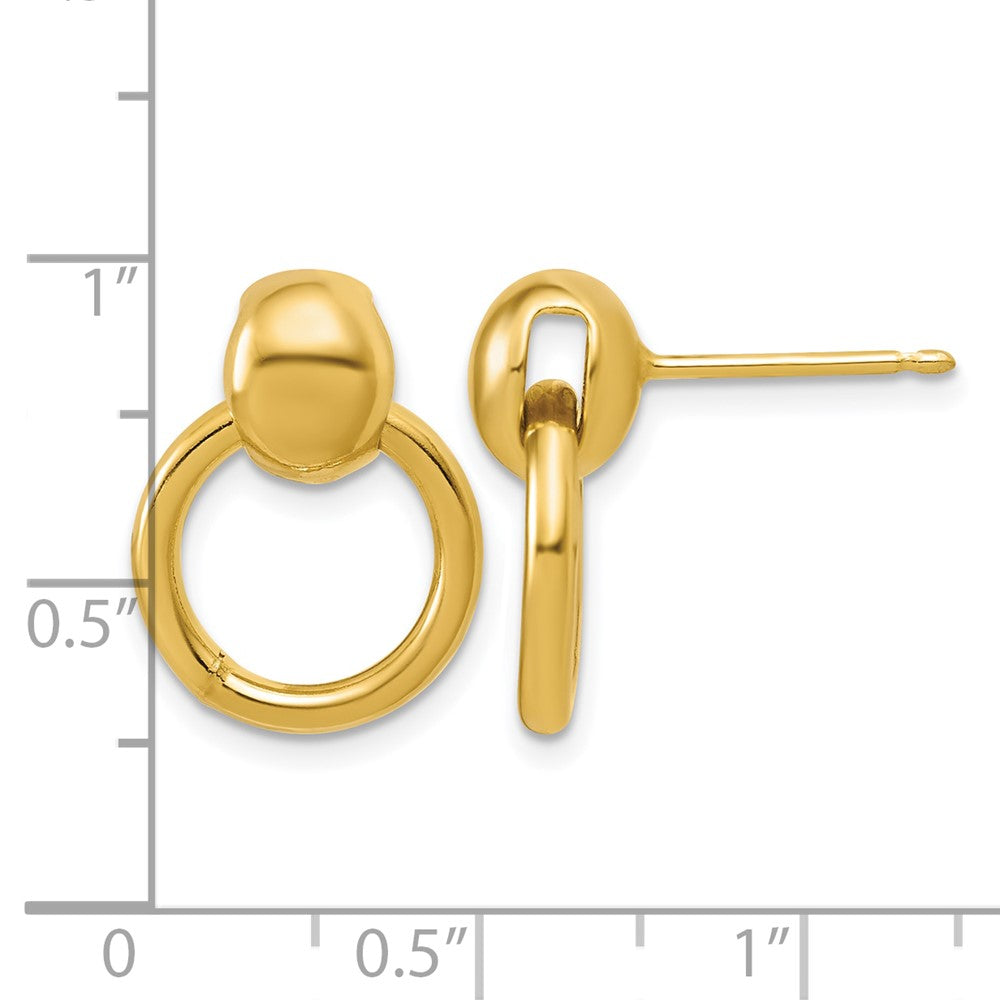 Sterling Silver Gold-plated Polished Circle Dangle Post Earrings