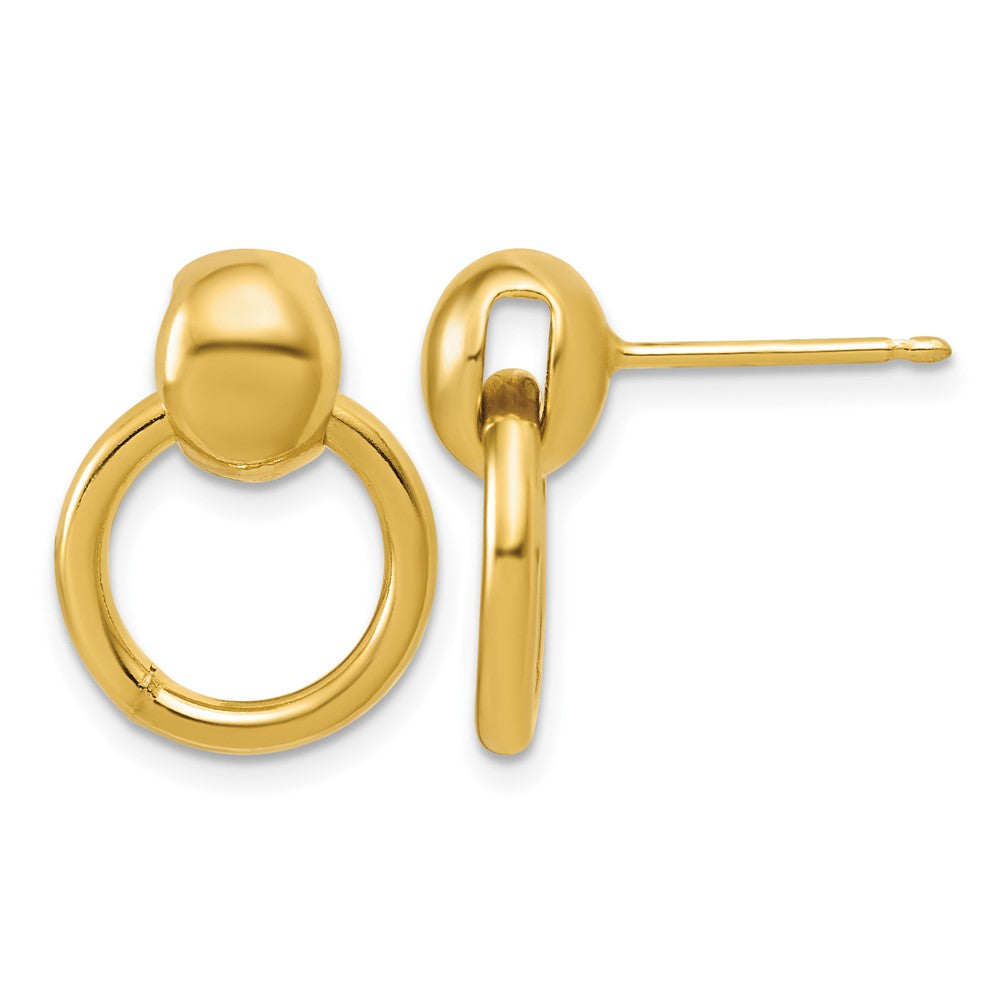 Sterling Silver Gold-plated Polished Circle Dangle Post Earrings