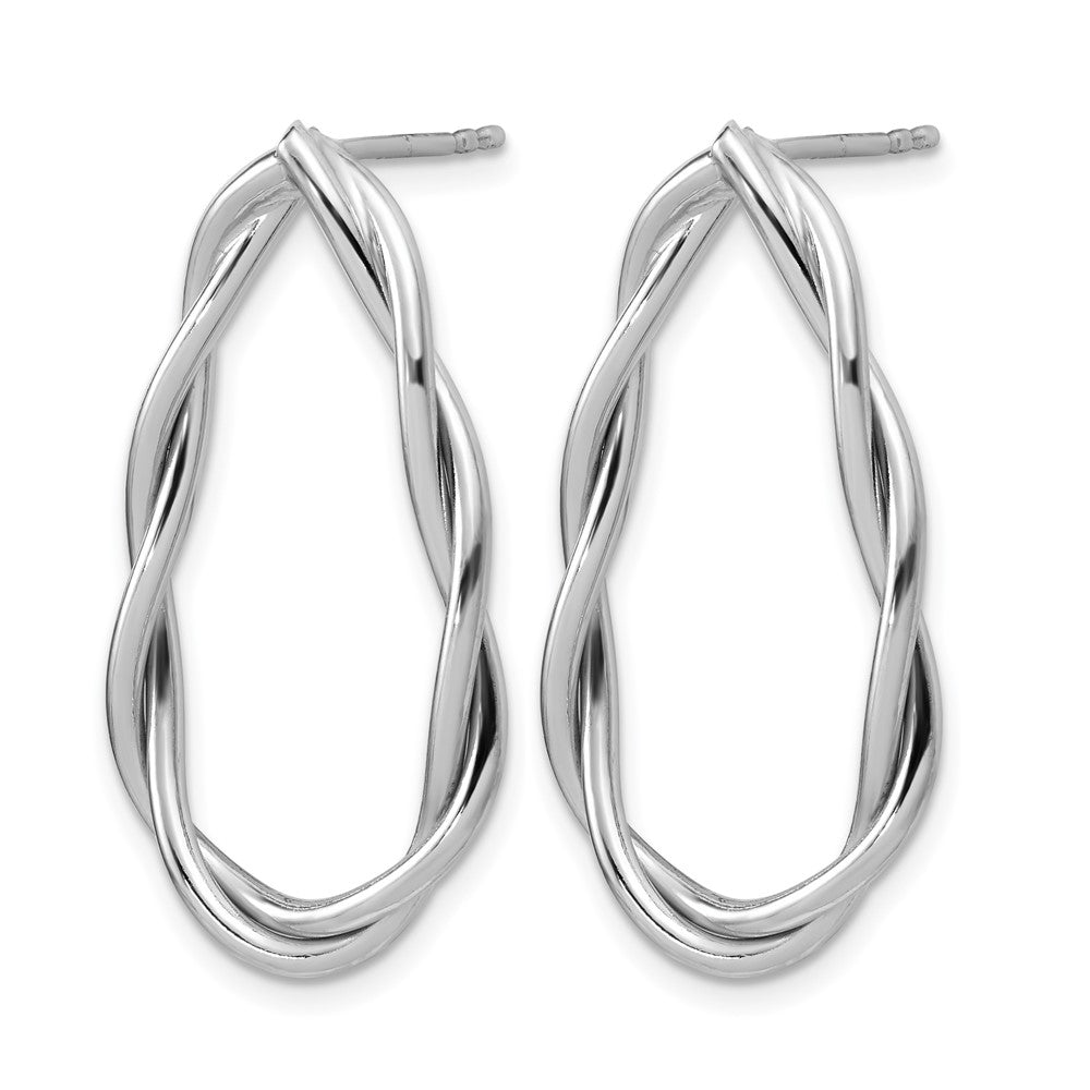 Sterling Silver RH-plated Polished Twisted Teardrop Drop Post Earr