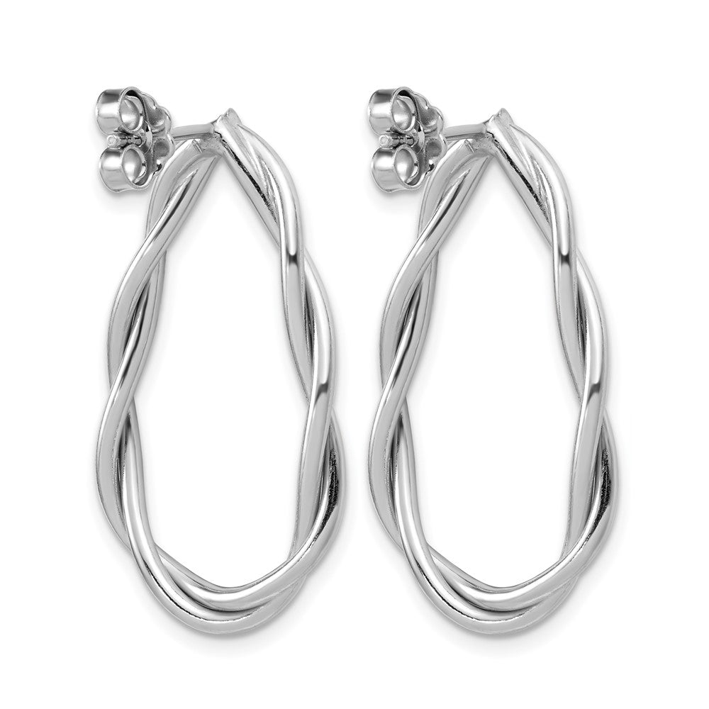 Sterling Silver RH-plated Polished Twisted Teardrop Drop Post Earr