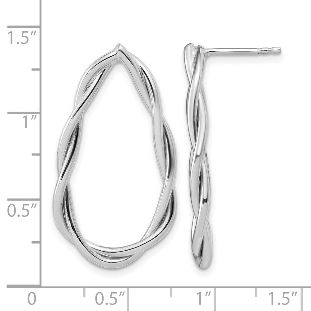 Sterling Silver RH-plated Polished Twisted Teardrop Drop Post Earr