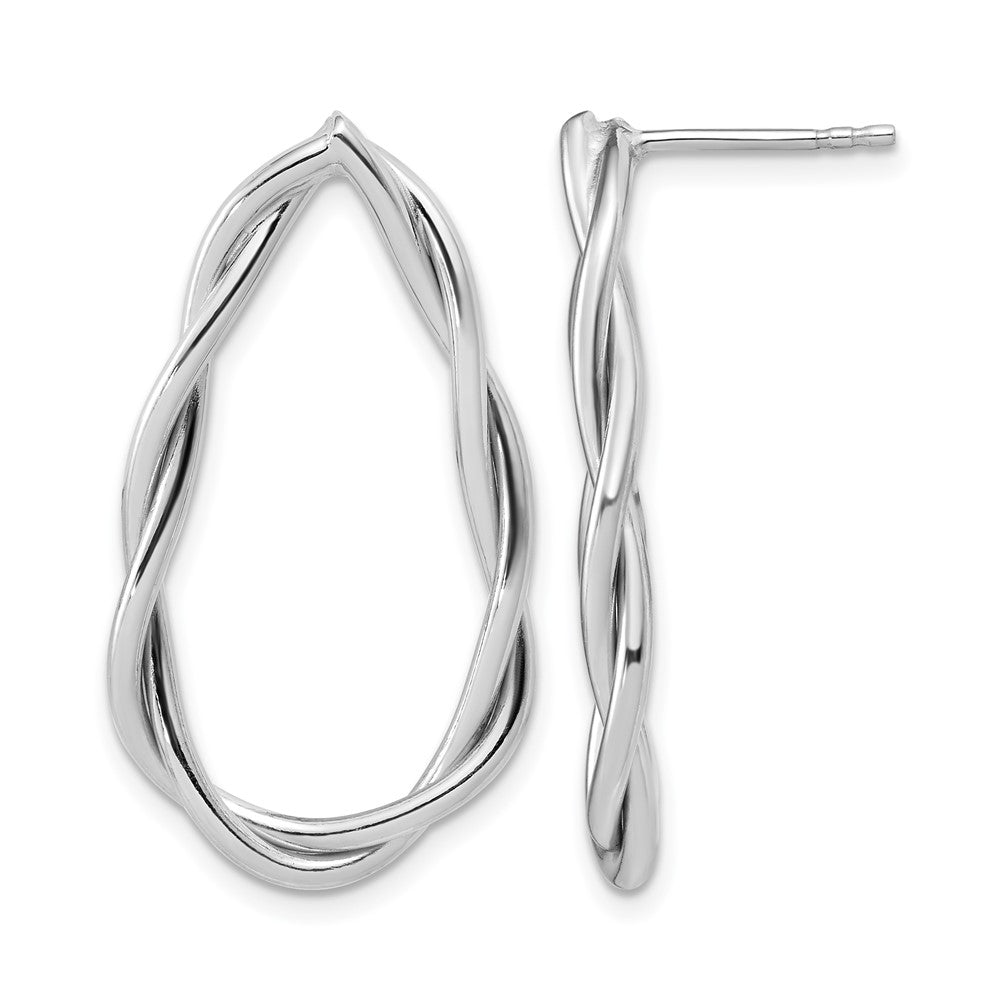 Sterling Silver RH-plated Polished Twisted Teardrop Drop Post Earr