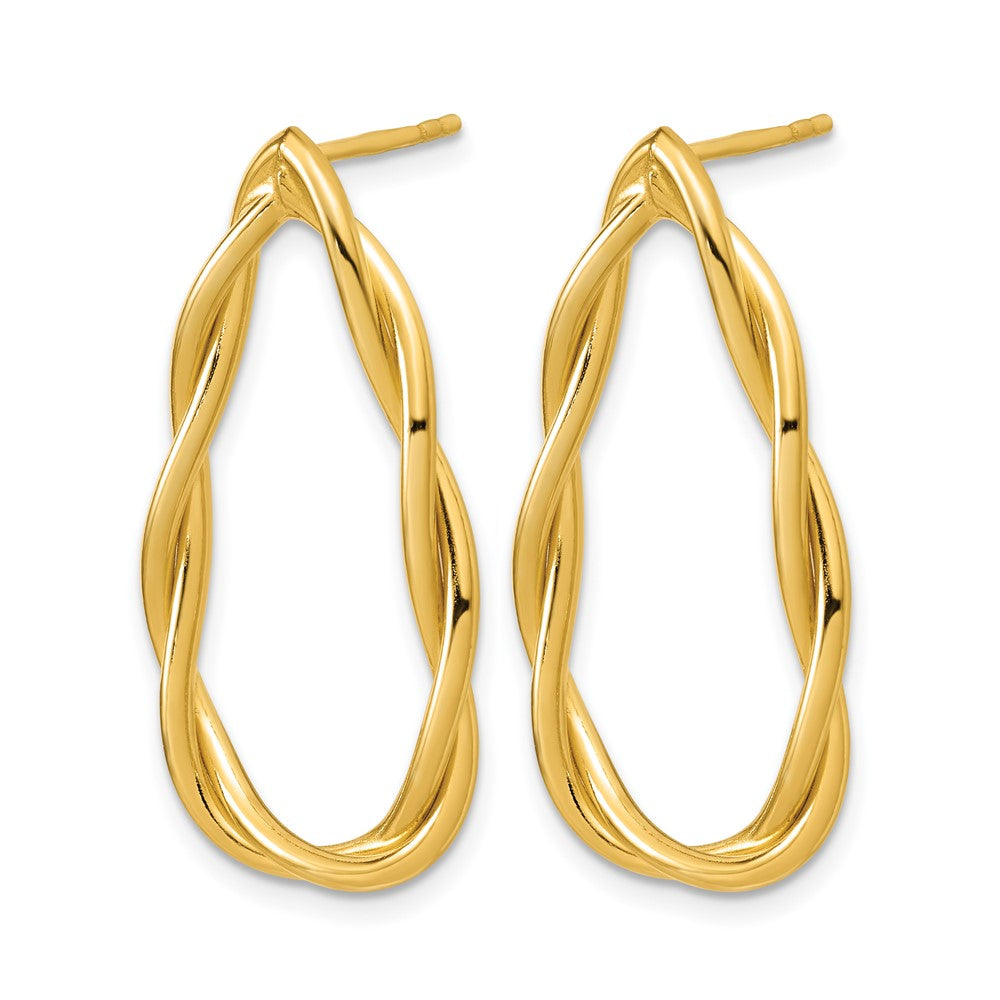 Sterling Silver Gold-plated Polished Twisted Teardrop Drop Post Ea