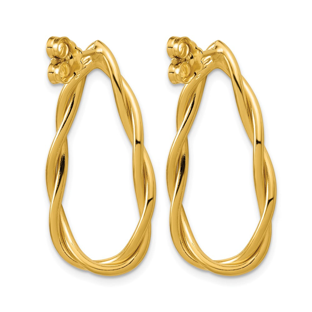 Sterling Silver Gold-plated Polished Twisted Teardrop Drop Post Ea