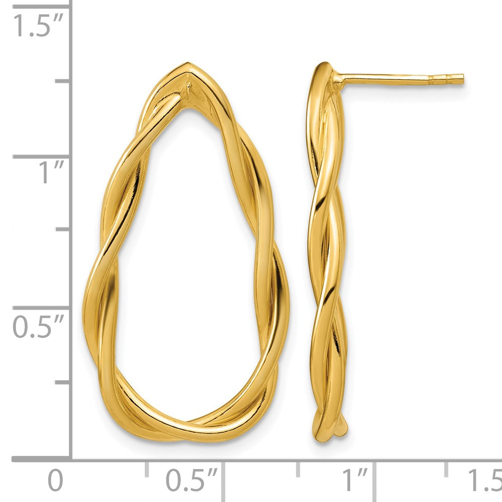 Sterling Silver Gold-plated Polished Twisted Teardrop Drop Post Ea