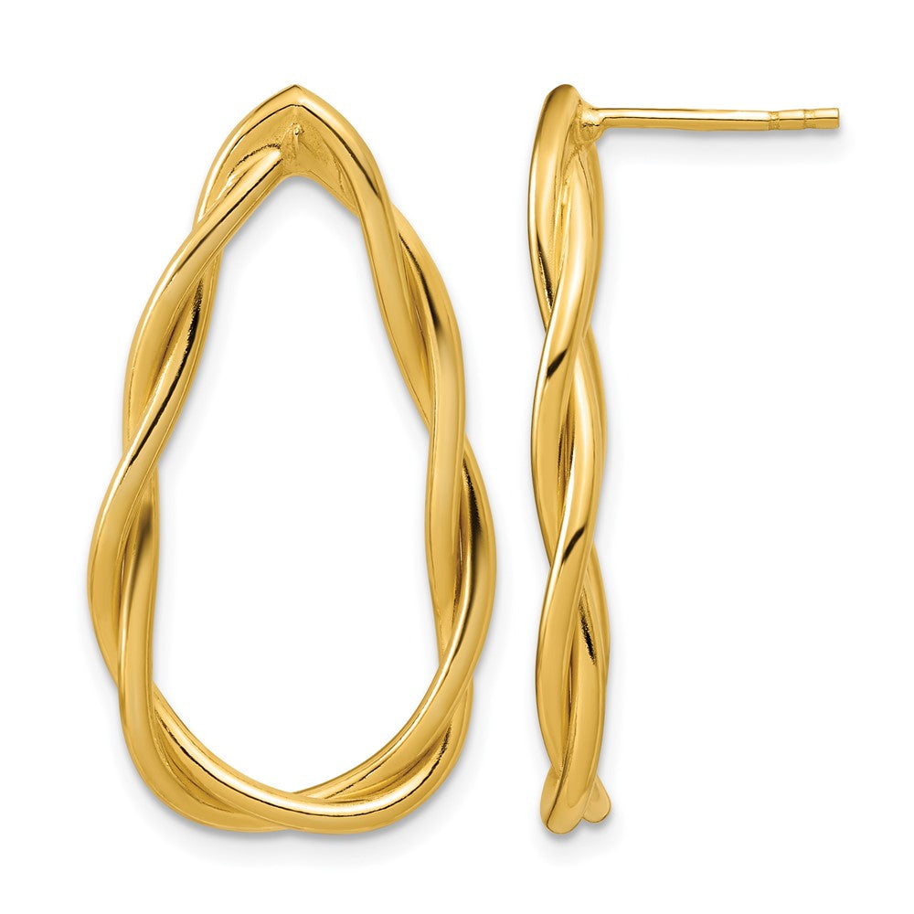 Sterling Silver Gold-plated Polished Twisted Teardrop Drop Post Ea