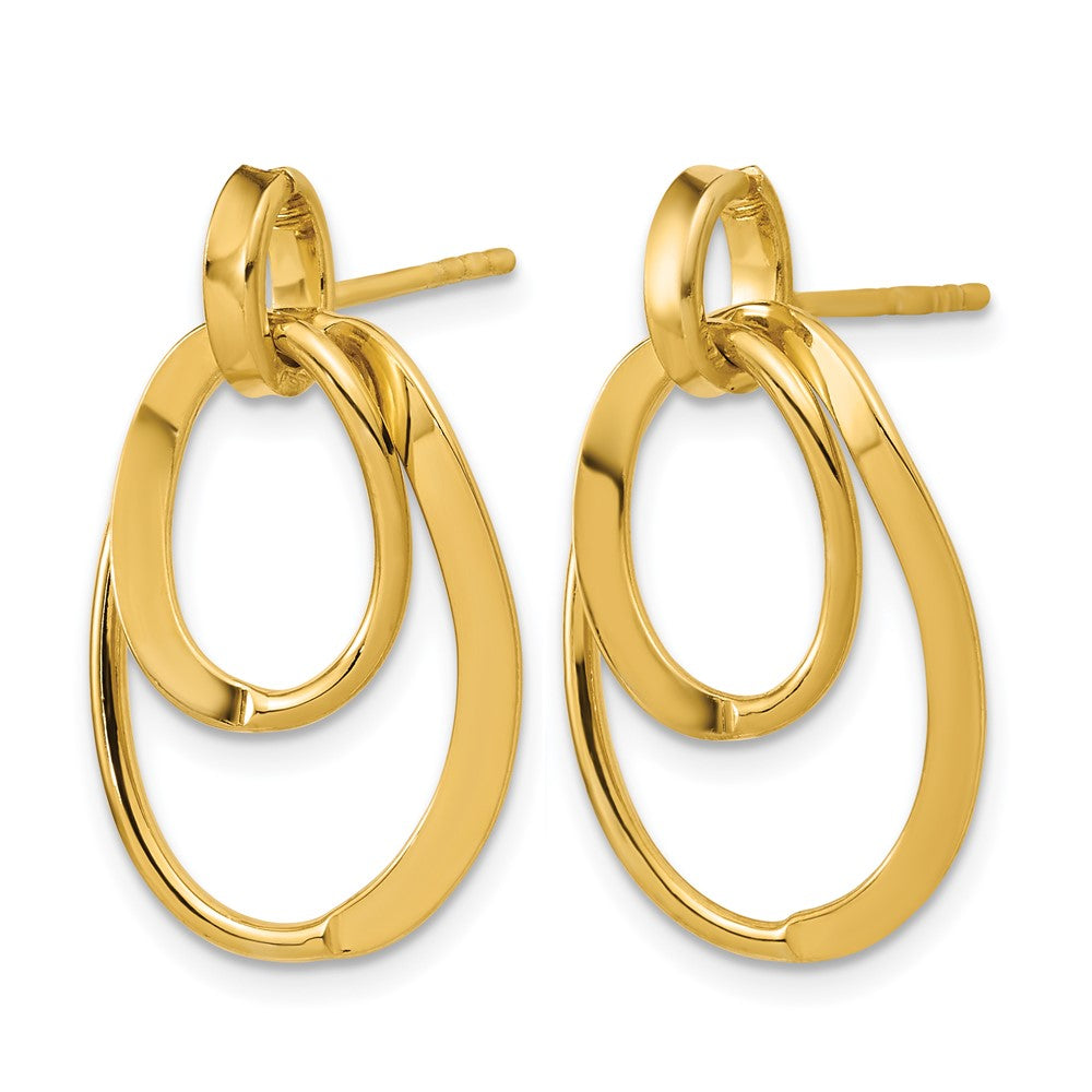 Sterling Silver Gold-plated Polished Fancy Oval Dangle Earrings