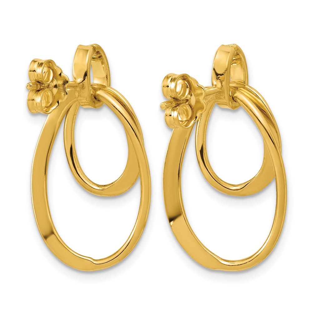 Sterling Silver Gold-plated Polished Fancy Oval Dangle Earrings