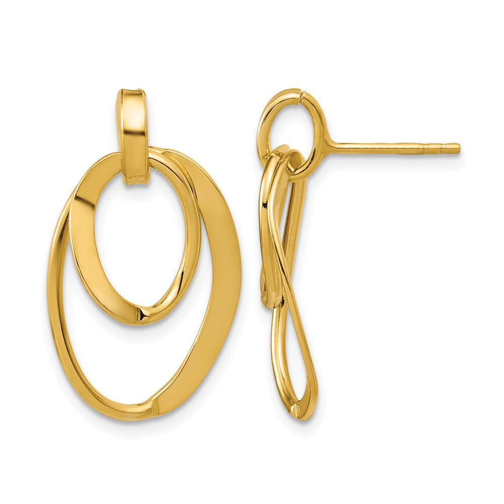 Sterling Silver Gold-plated Polished Fancy Oval Dangle Earrings
