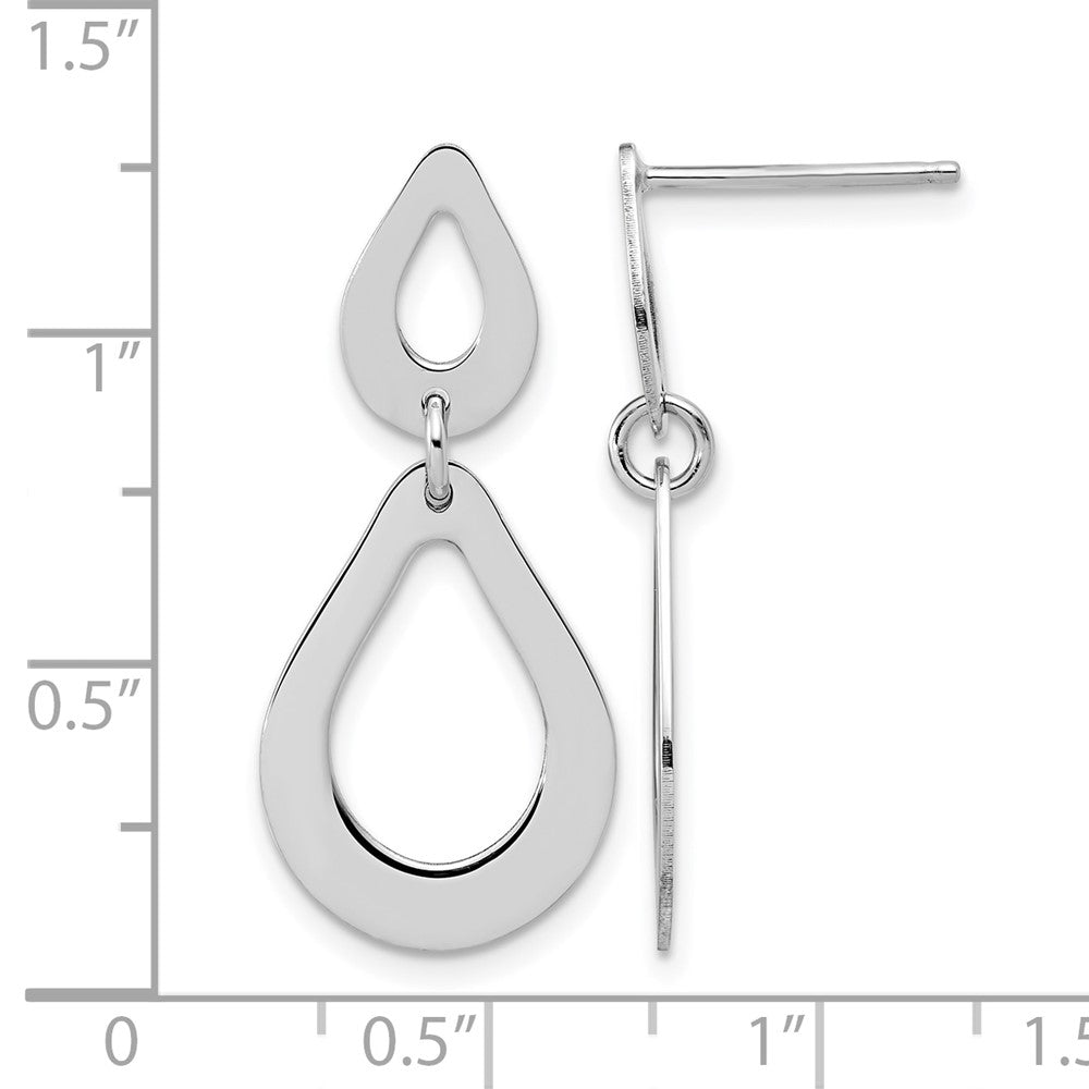 Sterling Silver RH-plated Polished Teardrop Dangle Post Earrings