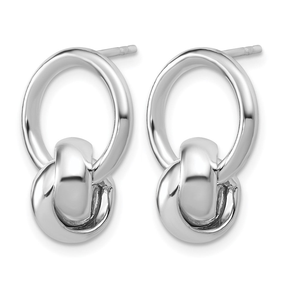 Sterling Silver RH-plated Polished Circle Dangle Post Earrings