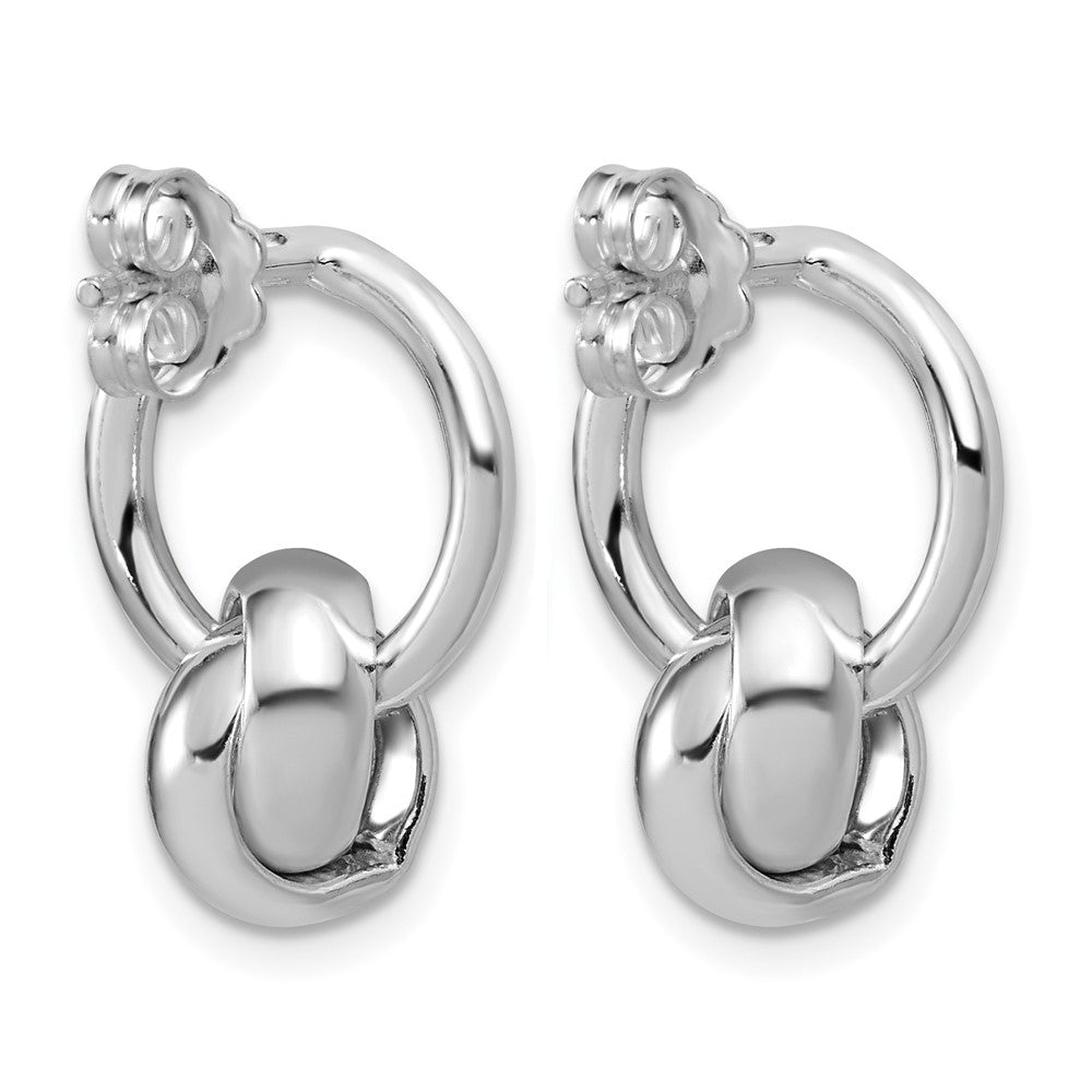 Sterling Silver RH-plated Polished Circle Dangle Post Earrings