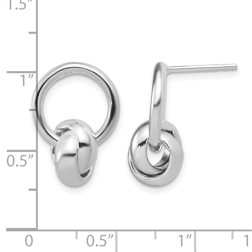 Sterling Silver RH-plated Polished Circle Dangle Post Earrings