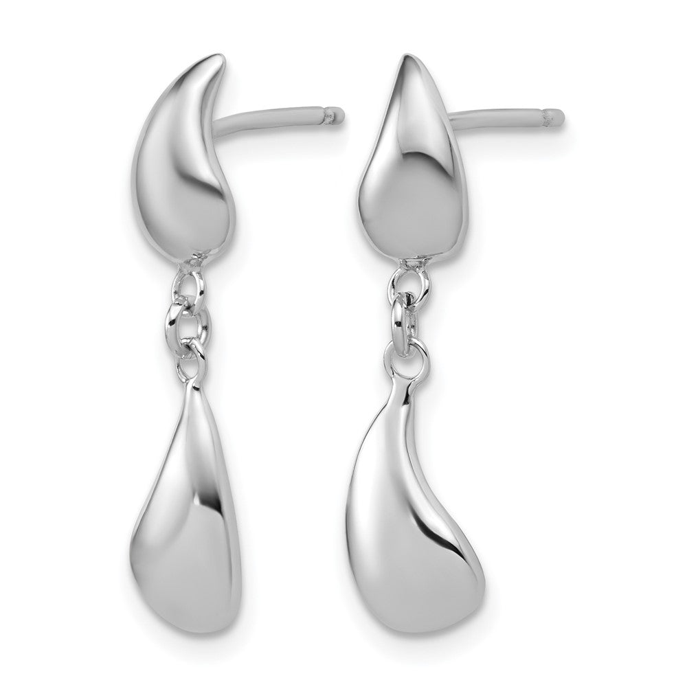 Sterling Silver RH-plated Polished Teardrop Dangle Post Earrings