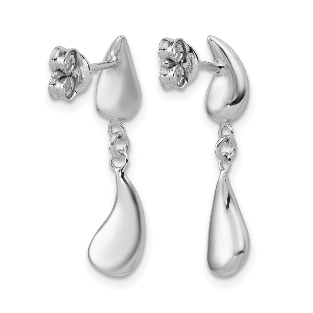 Sterling Silver RH-plated Polished Teardrop Dangle Post Earrings