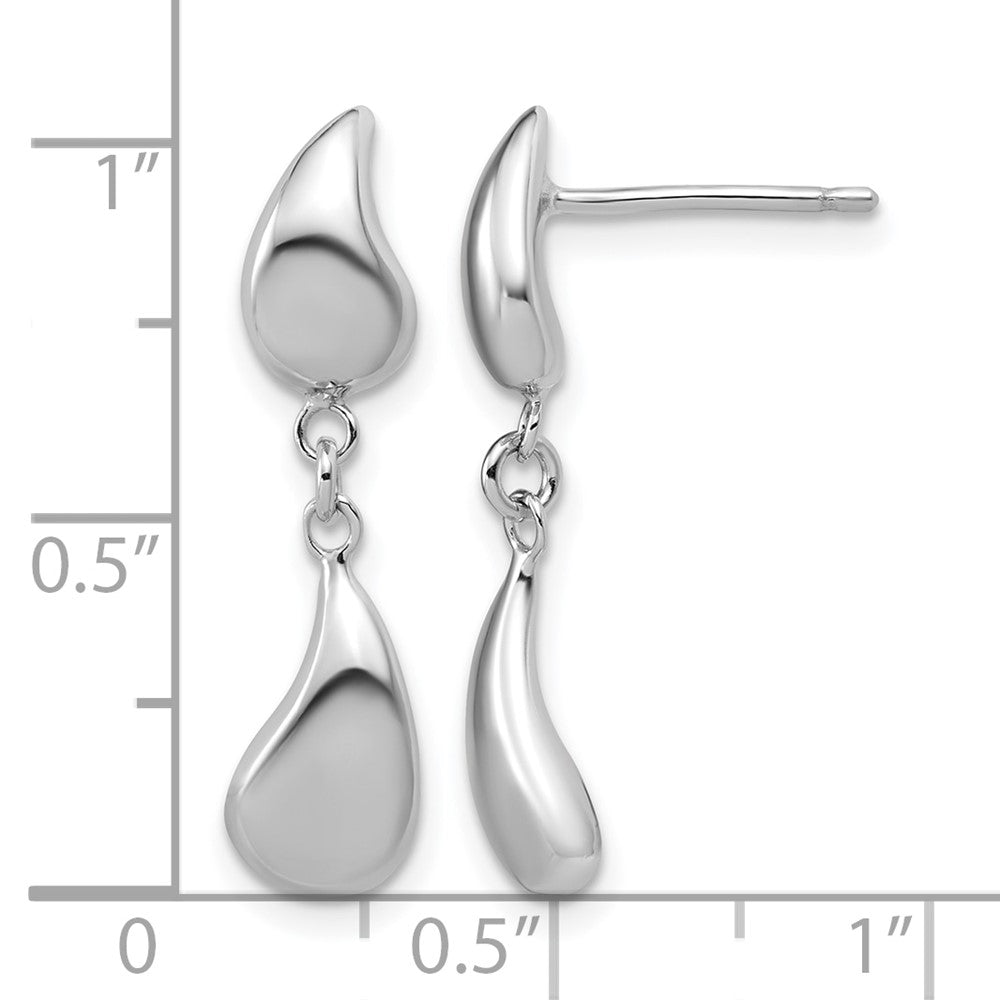 Sterling Silver RH-plated Polished Teardrop Dangle Post Earrings