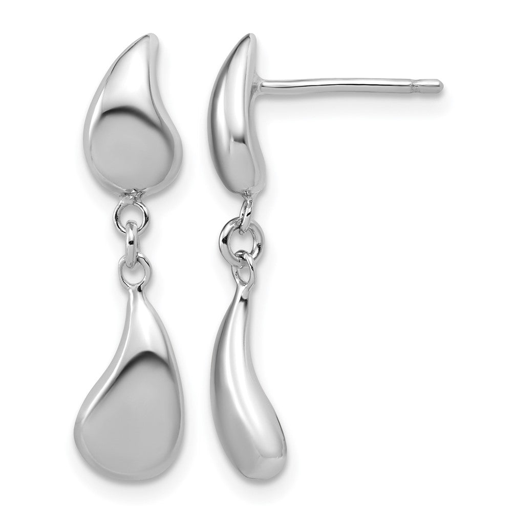 Sterling Silver RH-plated Polished Teardrop Dangle Post Earrings