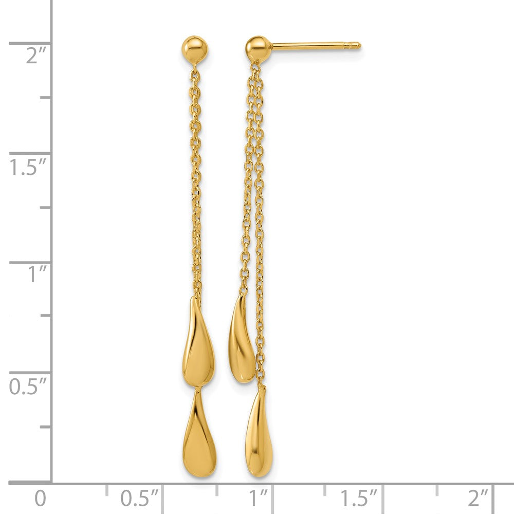 Sterling Silver Gold-tone Polished Teardrop Dangle Post Earrings