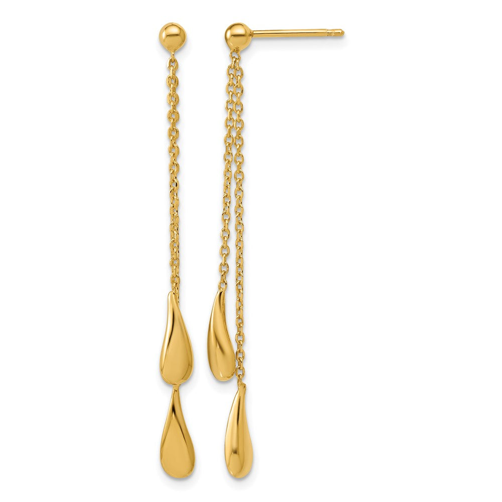 Sterling Silver Gold-tone Polished Teardrop Dangle Post Earrings