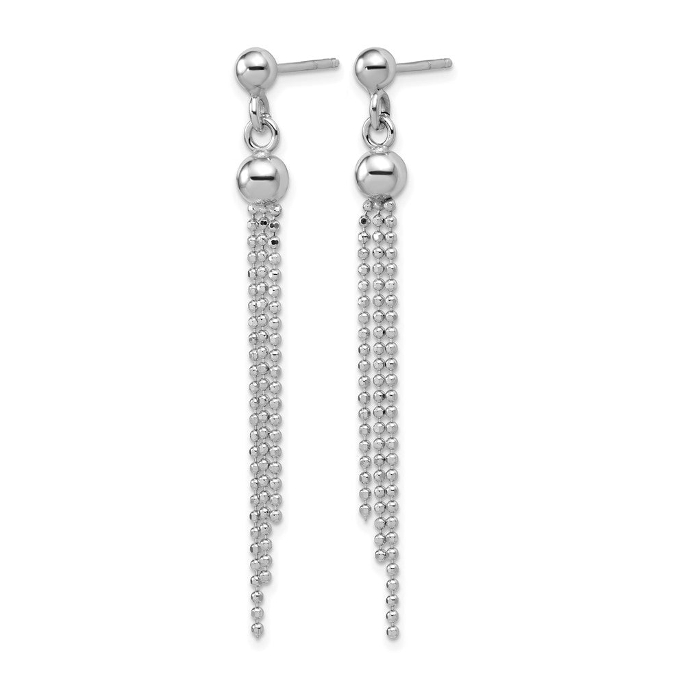 Sterling Silver RH-plated Polished D/C Fancy Dangle Post Earrings