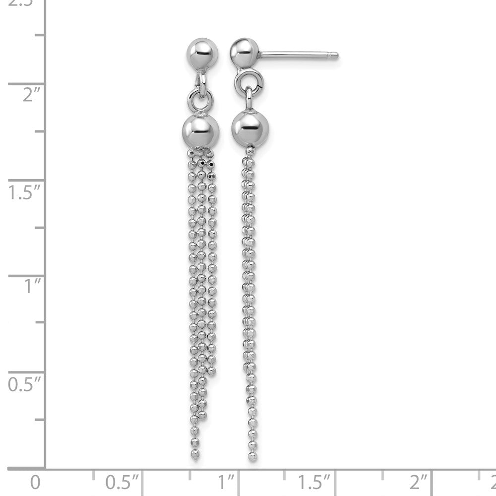 Sterling Silver RH-plated Polished D/C Fancy Dangle Post Earrings