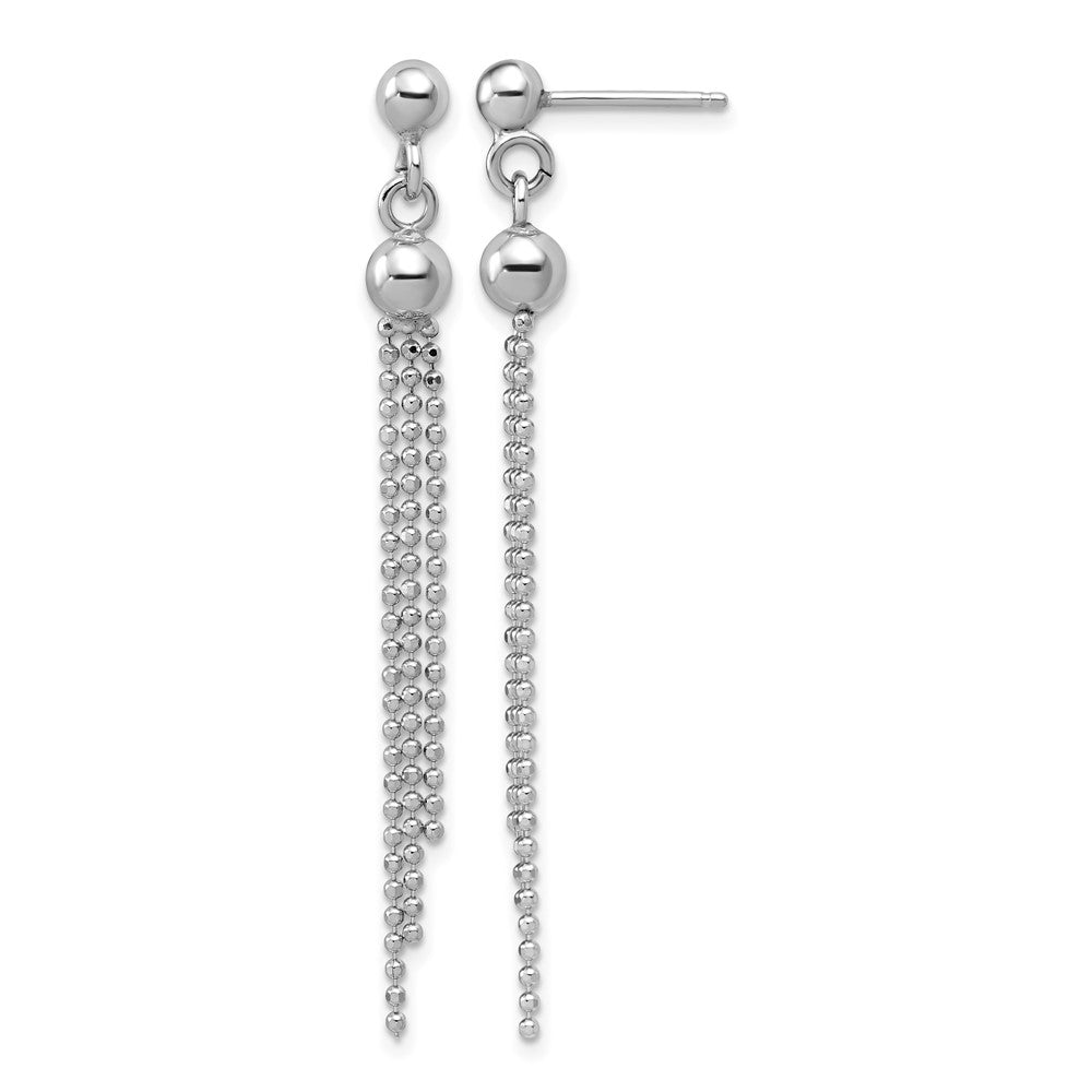 Sterling Silver RH-plated Polished D/C Fancy Dangle Post Earrings