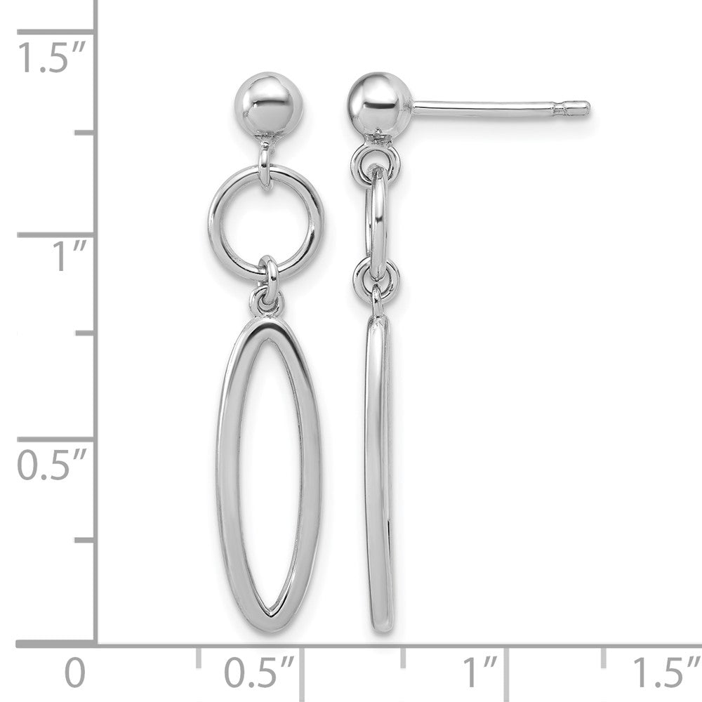 Sterling Silver RH-plated pol. Geometric Dangle Post Earrings