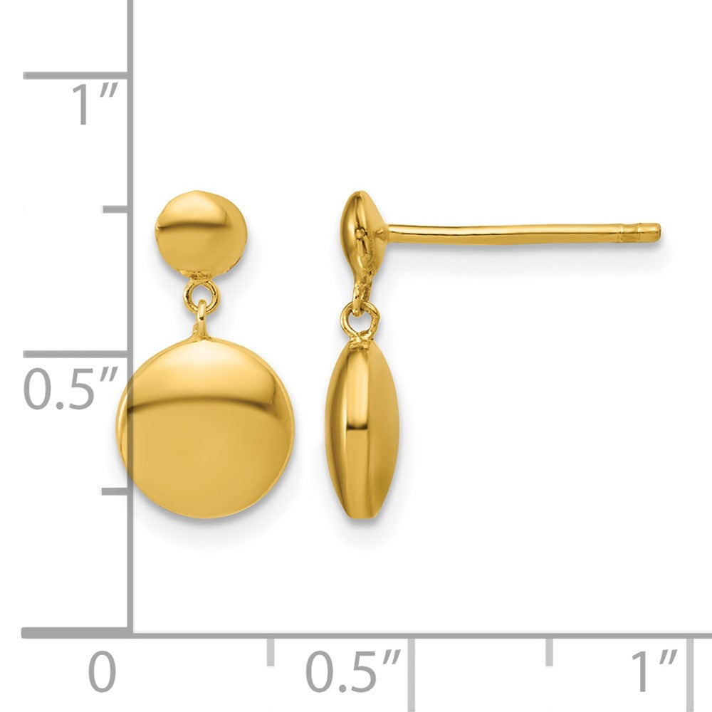 Sterling Silver Gold-tone Polished Circle Dangle Post Earrings