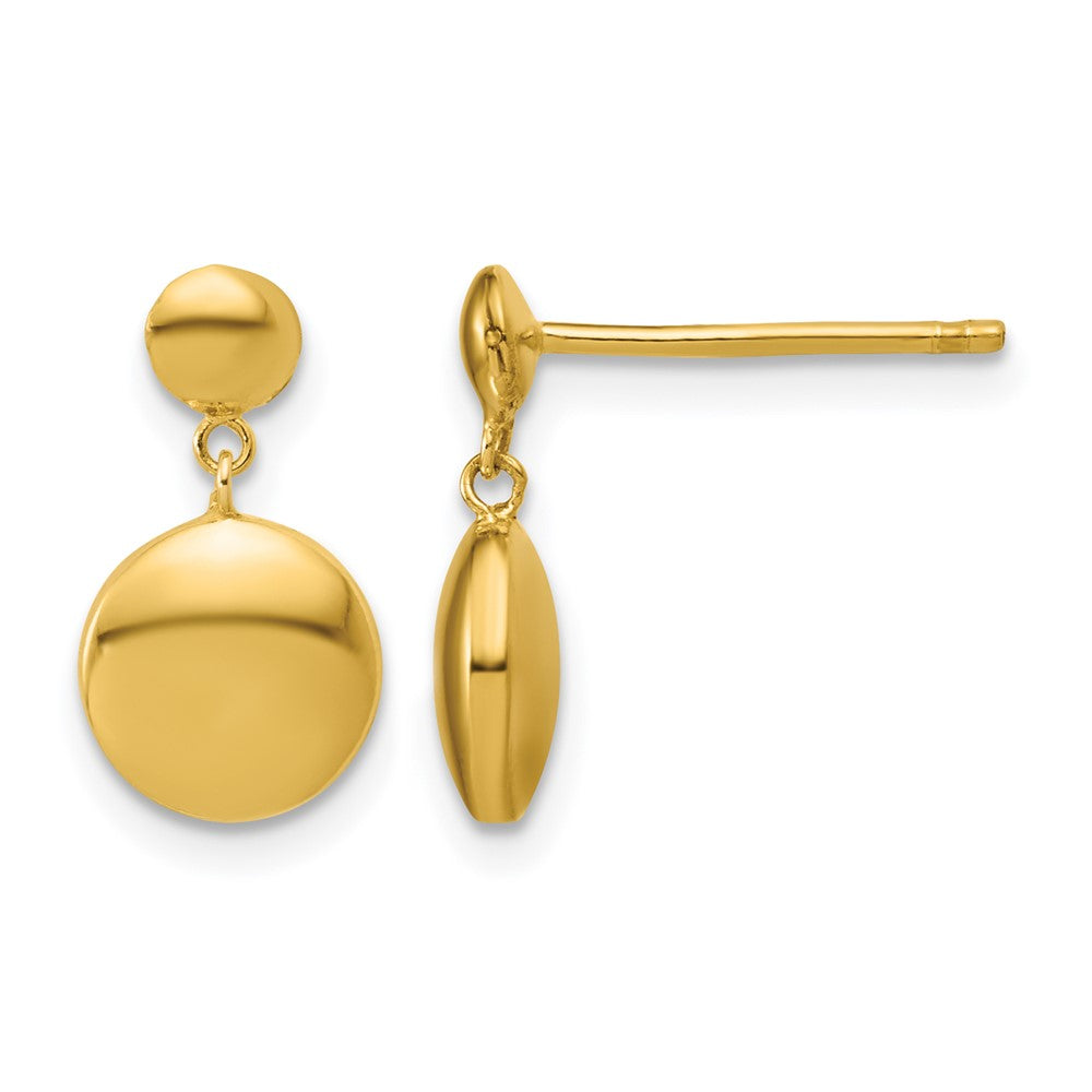 Sterling Silver Gold-tone Polished Circle Dangle Post Earrings