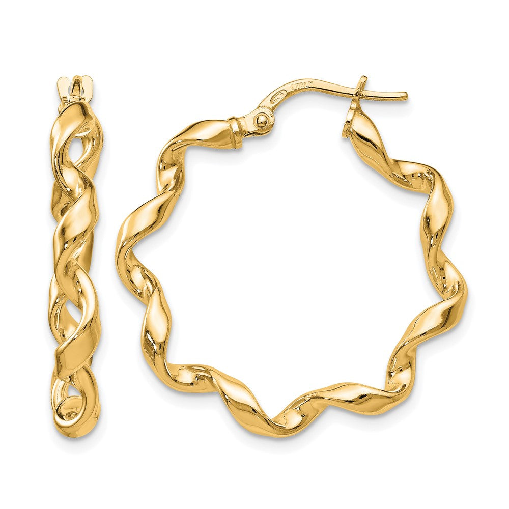 Sterling Silver Gold-Tone Polished Twisted Hoop Earrings