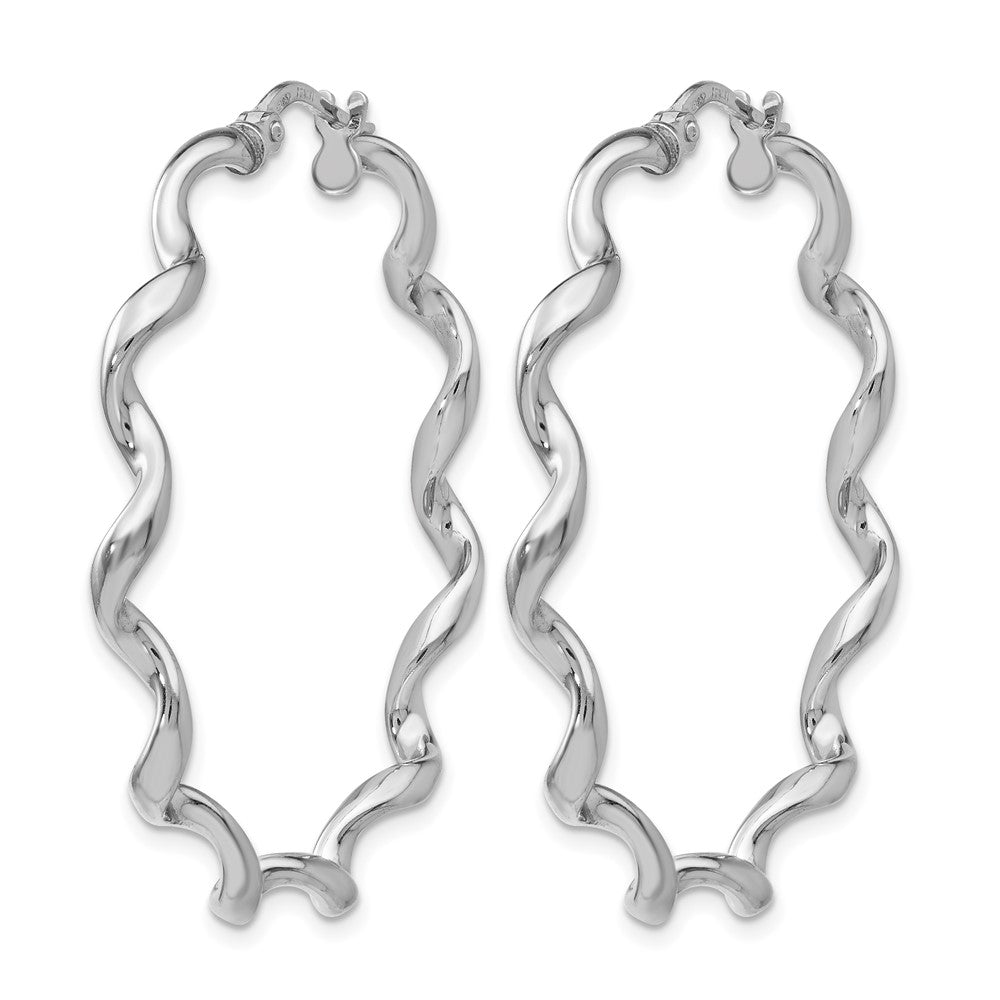 Sterling Silver RH-plated Polished Twisted Hoop Earrings