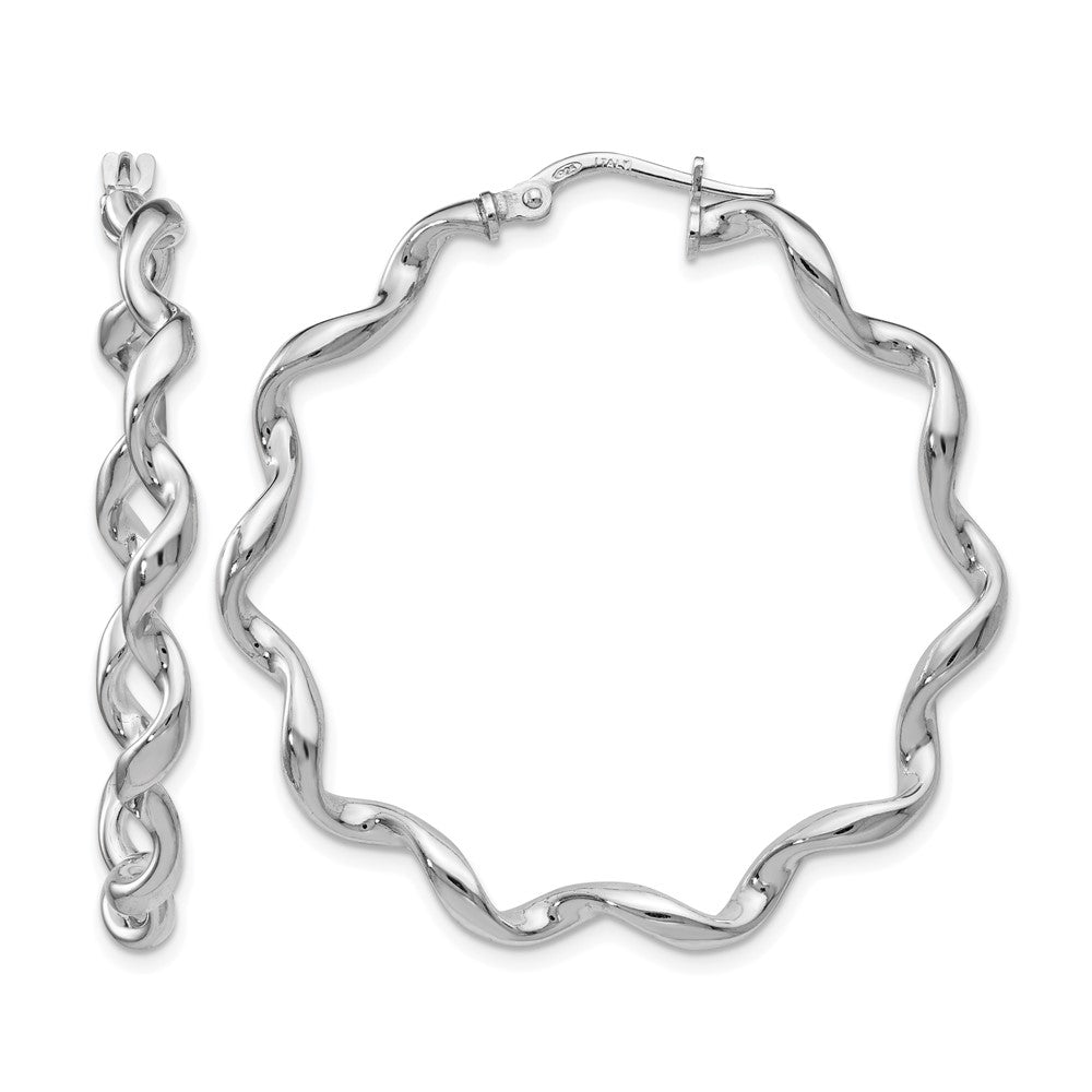 Polished;Sterling silver;Twisted;Hinged hoop