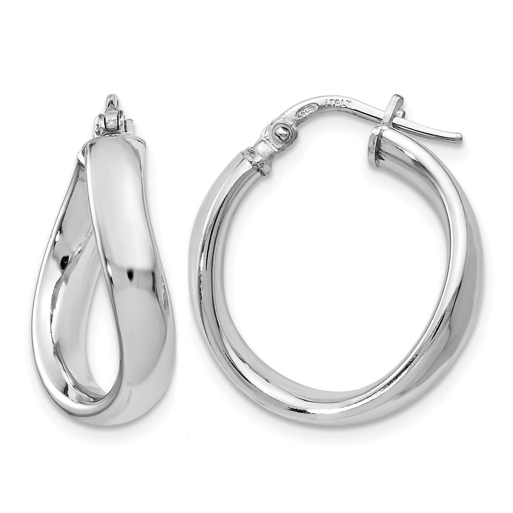 Polished;Sterling silver;Twisted;Hinged hoop