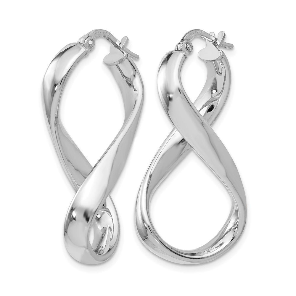 Sterling Silver RH-plated Polished Twisted Hoop Earrings