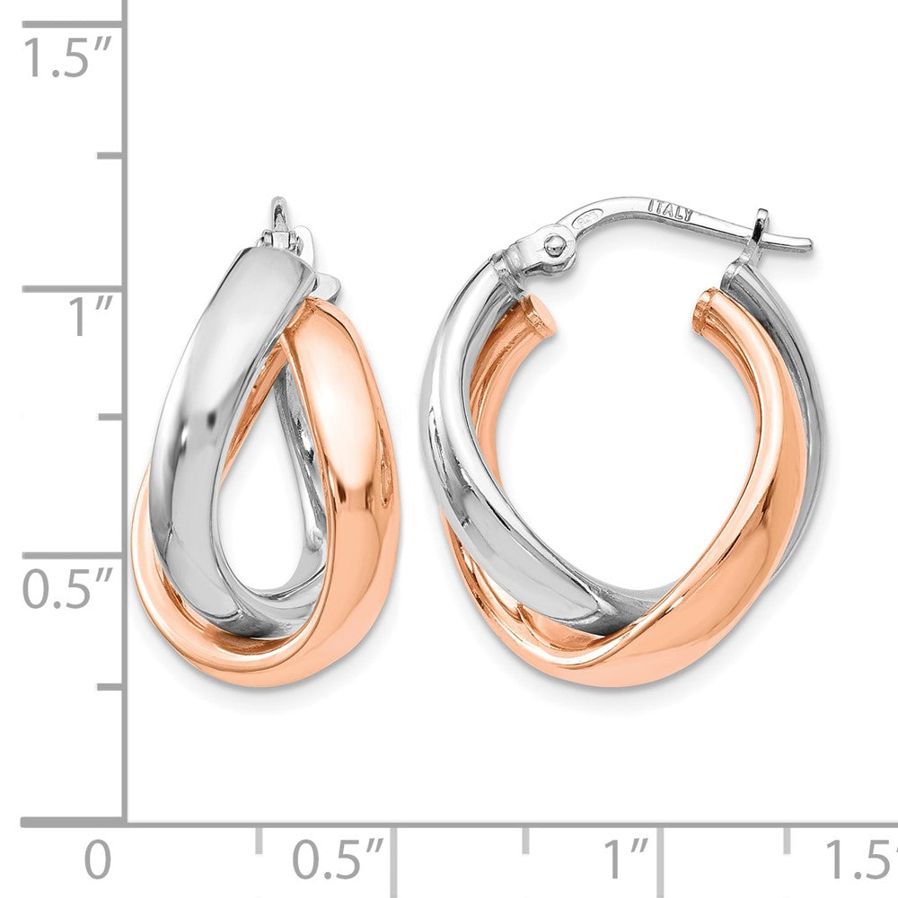 Sterling Silver Rose Gold-plated Double Hoop Earrings
