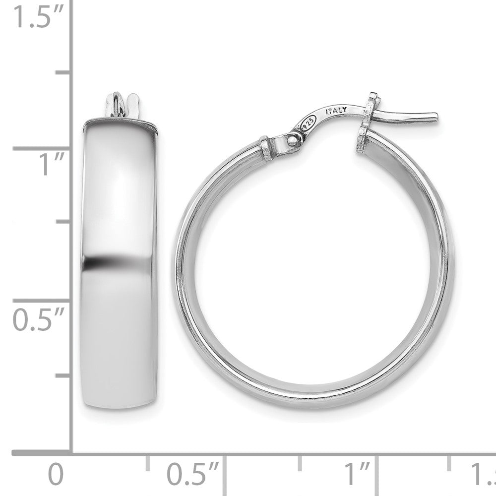 Sterling Silver RH-plated Polished Hinged Hoop Earrings