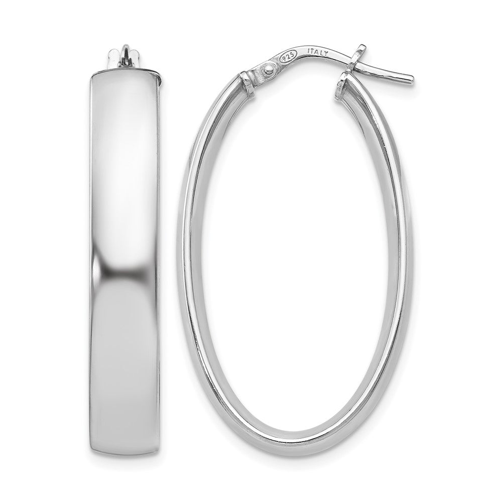 Polished;Sterling silver;Oval;Hinged hoop