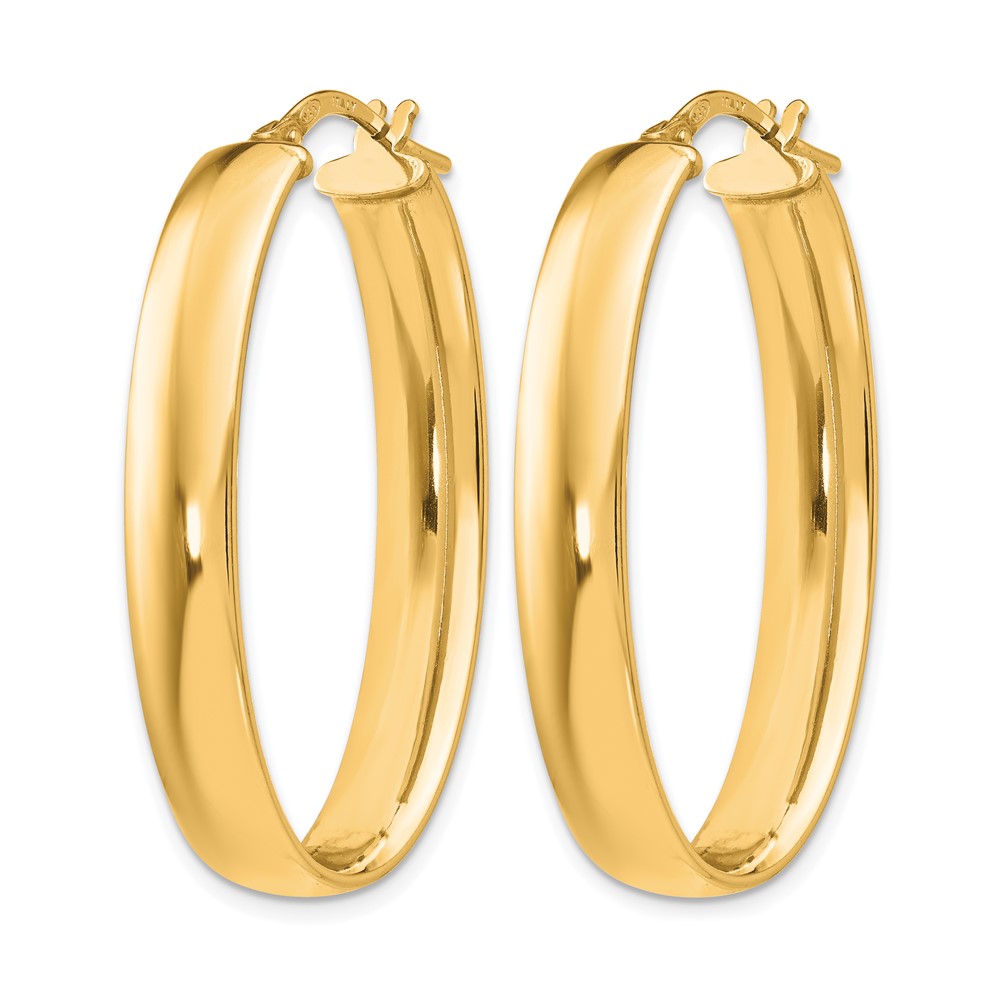 Sterling Silver Gold-Tone Polished Oval Hinged Hoop Earrings