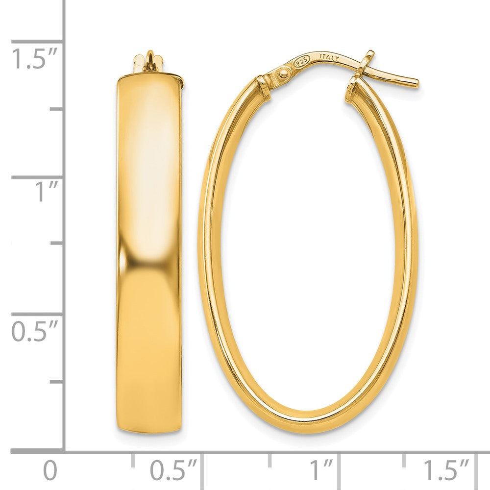 Sterling Silver Gold-Tone Polished Oval Hinged Hoop Earrings