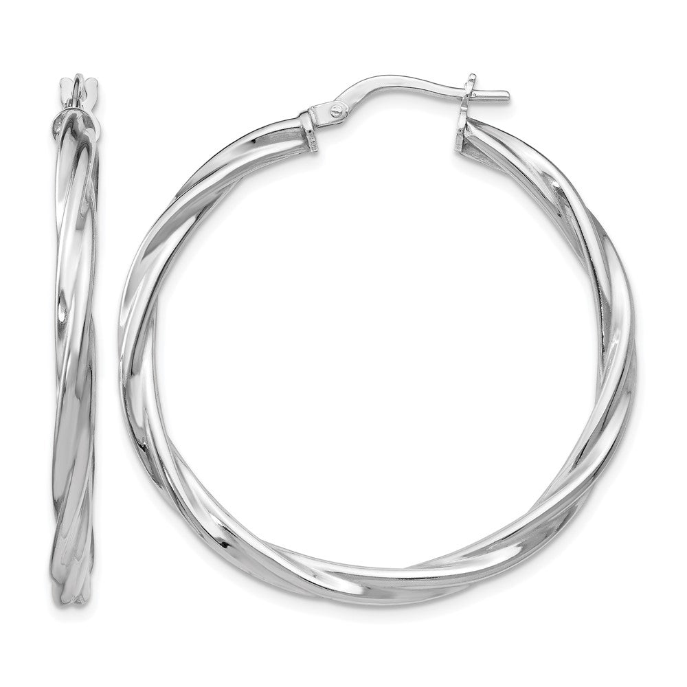 Polished;Sterling silver;Twisted;Hinged hoop