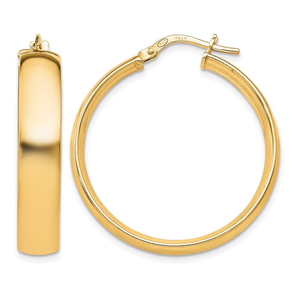 Sterling Silver Gold-Tone Polished Hinged Hoop Earrings
