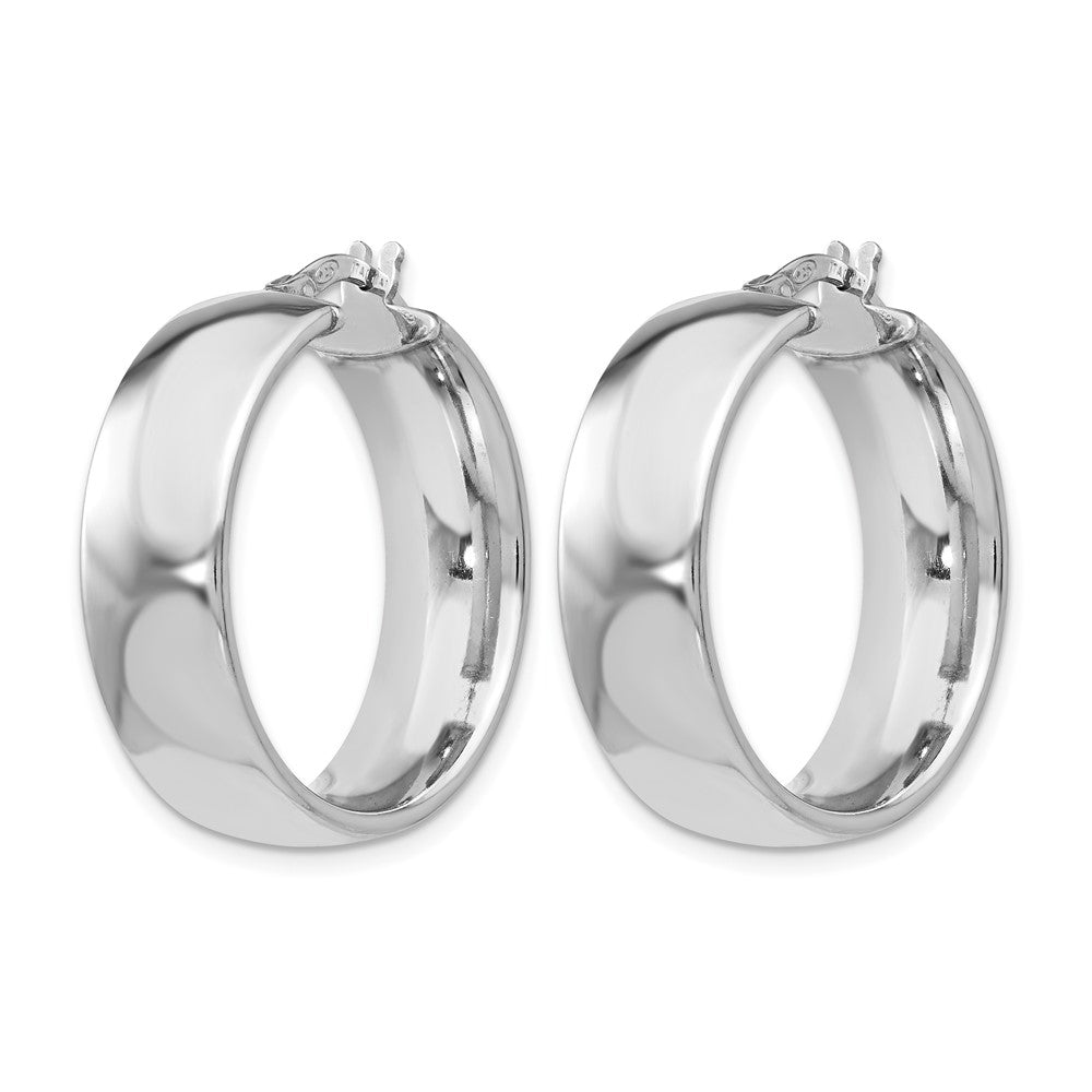 Sterling Silver RH-plated Polished Hinged Hoop Earrings