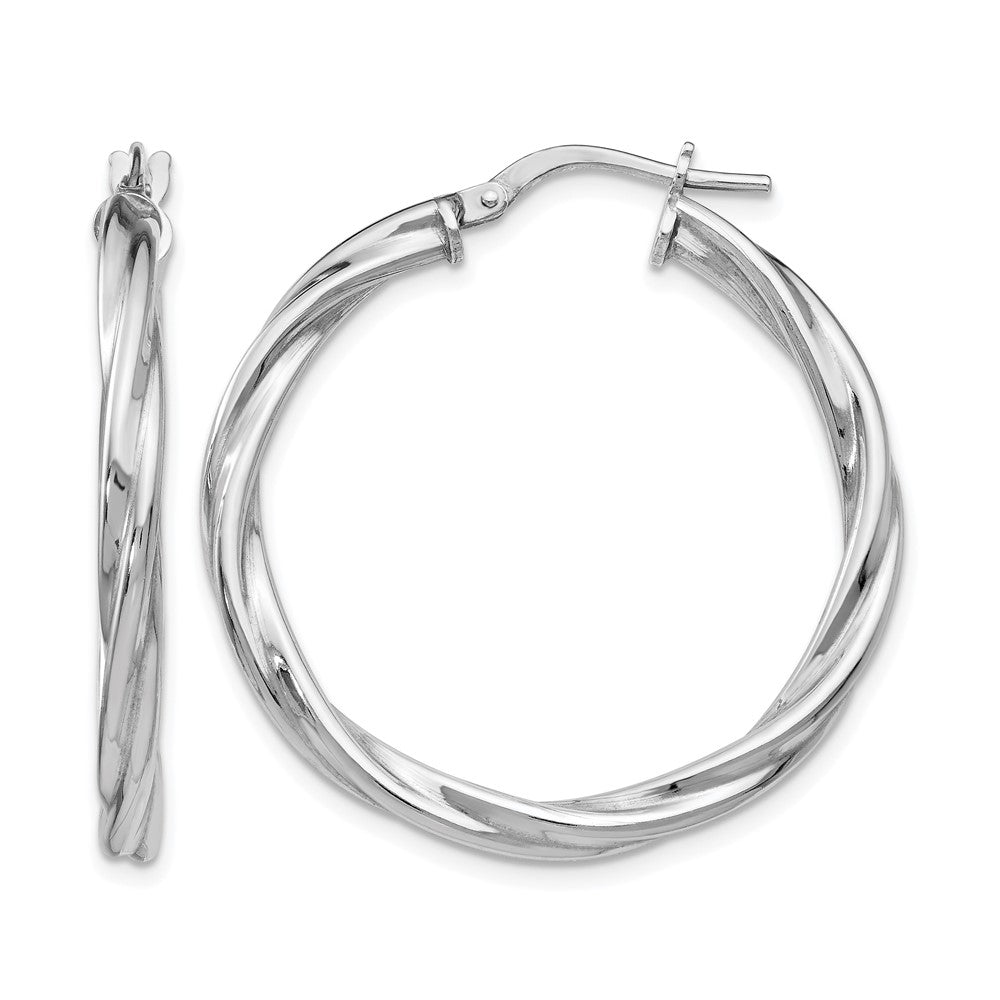 Polished;Sterling silver;Twisted;Hinged hoop