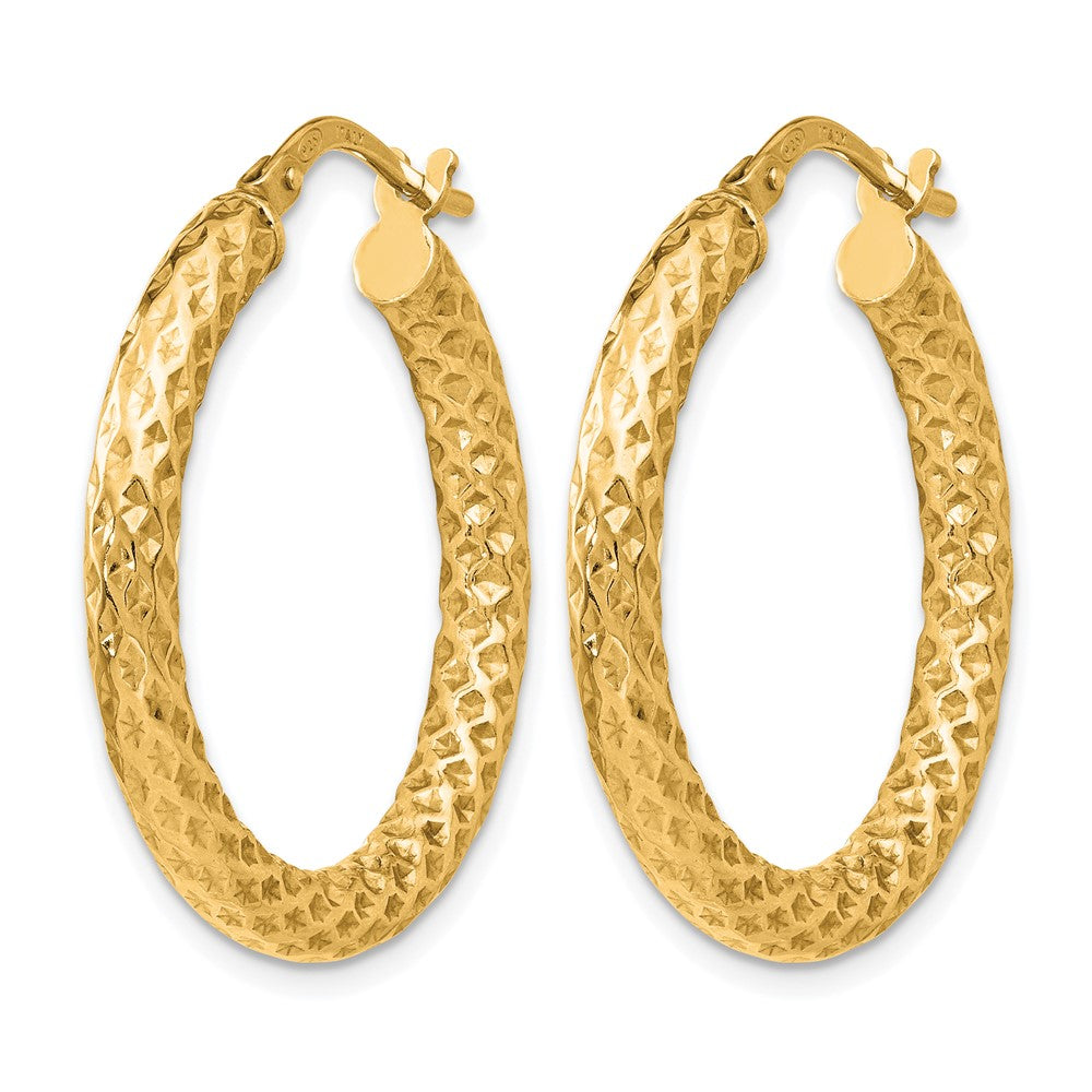 Sterling Silver Gold-Tone Polished/Textured Hinged Hoop Earrings