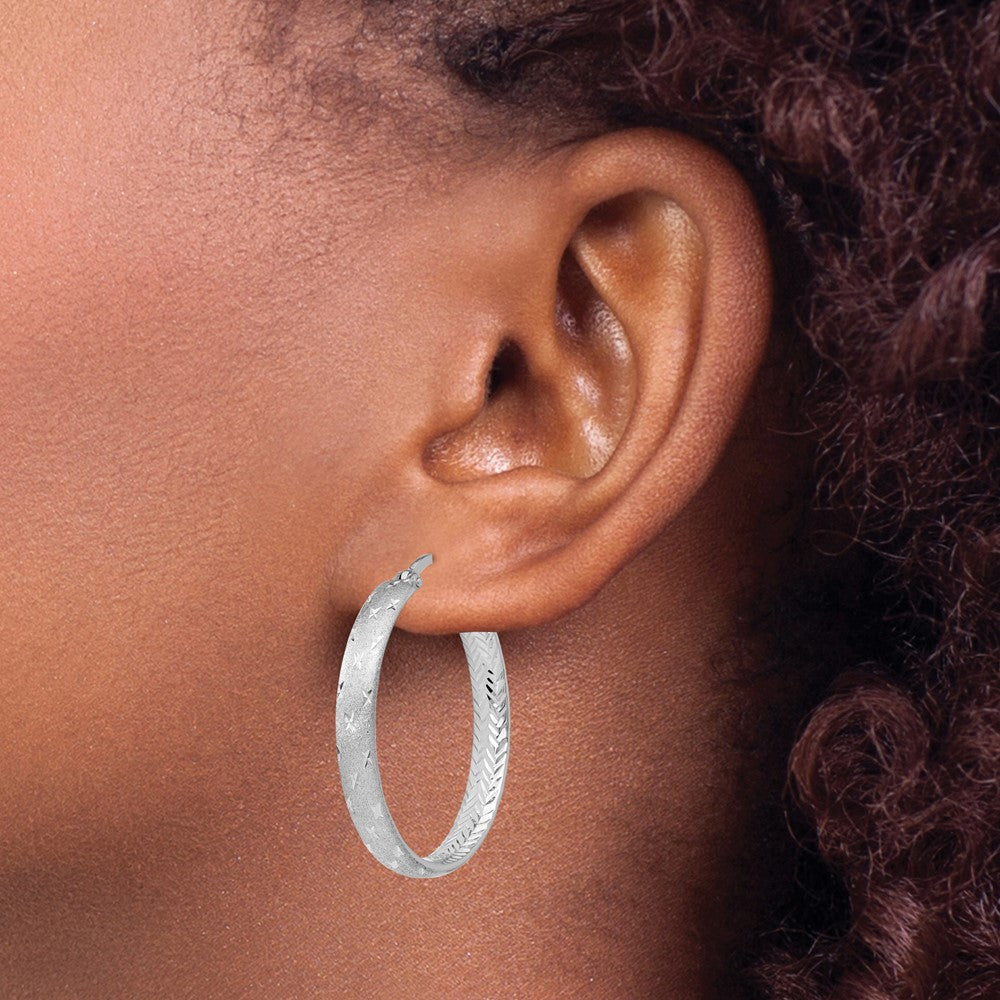 Sterling Silver Rhodium In/Out D/C Earrings
