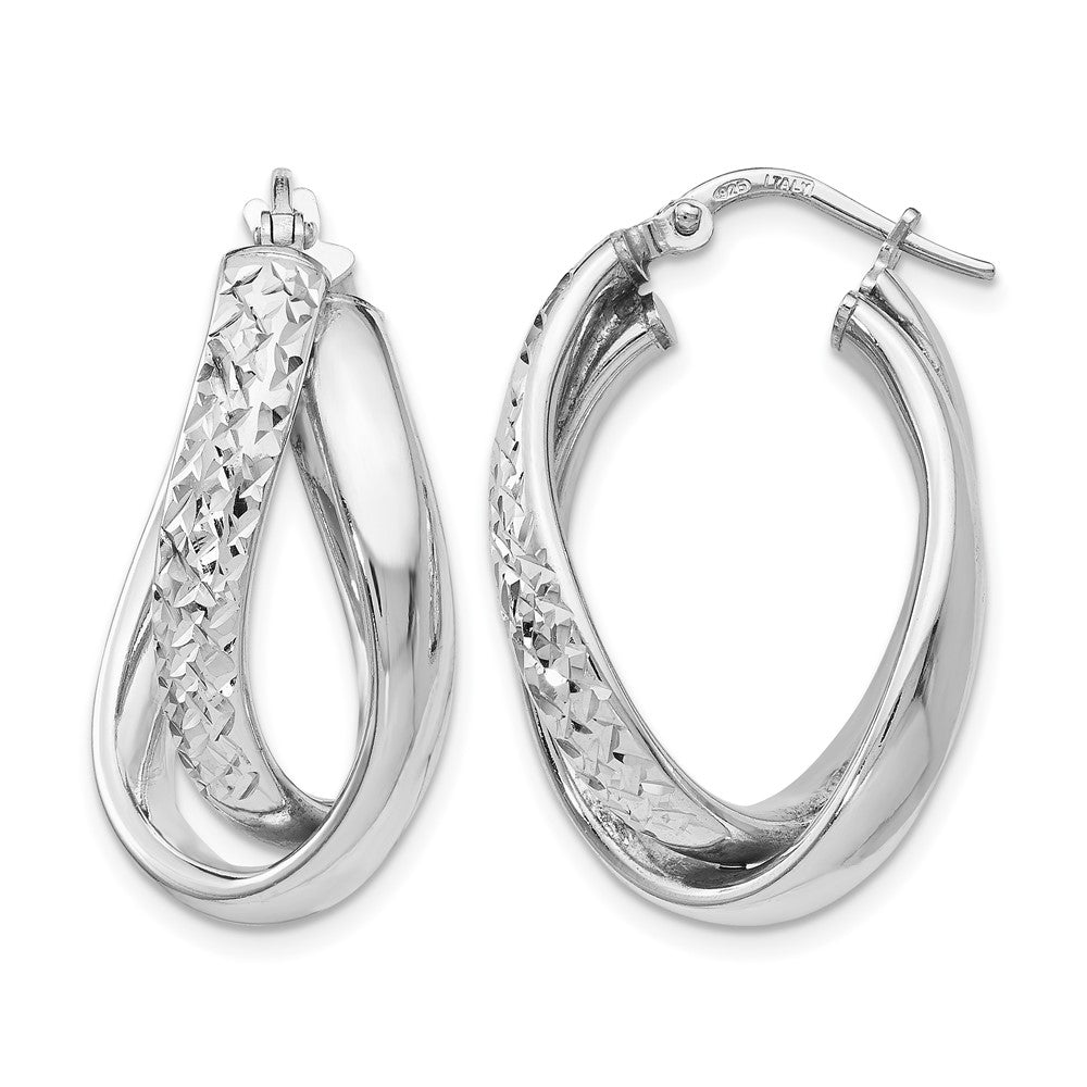 Polished;Sterling silver;Textured;Twisted;Hinged hoop