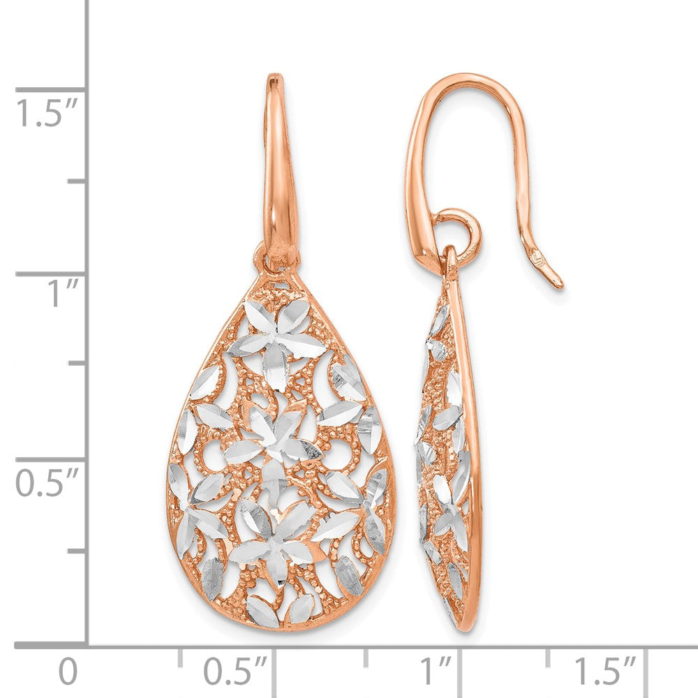 Sterling Silver Rose Gold-toned Polished Textured Earrings