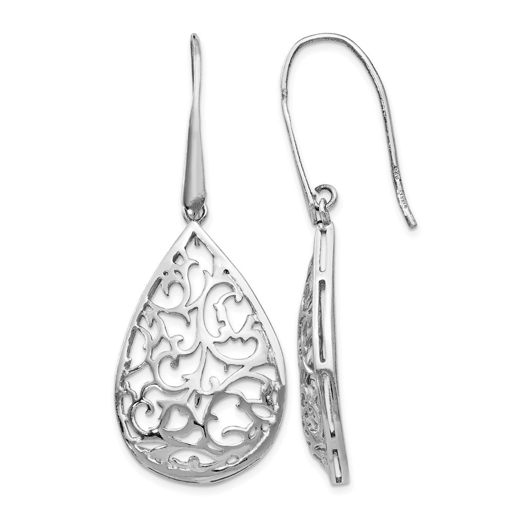 Polished;Sterling silver;Shepherd hook;Dangle;Cut-out